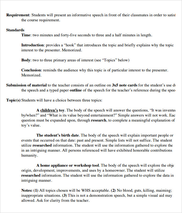 demonstrative speech central idea example