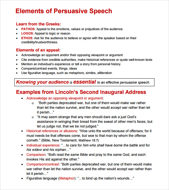 Persuasive speech essays