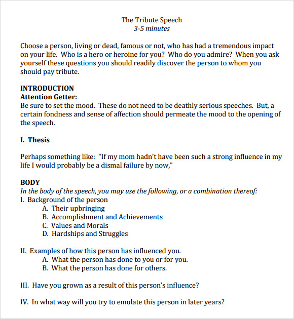 Sample Tribute Speech Examples 8 Free Documents In PDF