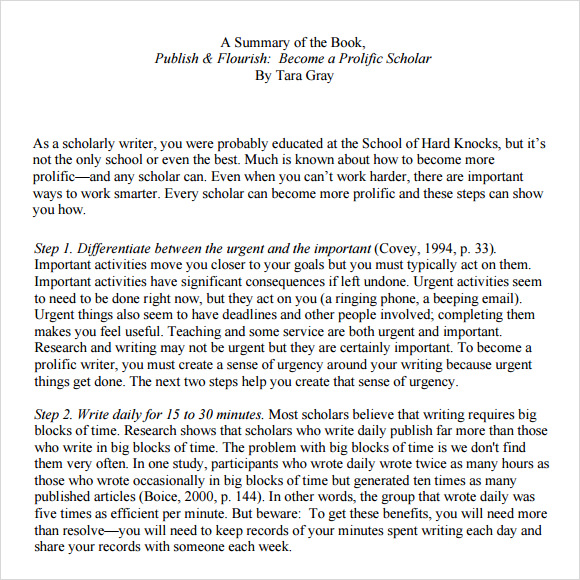 Book Chapter Summary Example