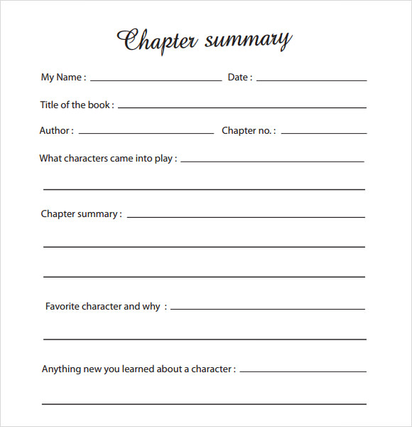 Sample Chapter Summary Template 6+ Free Documents in PDF , Word
