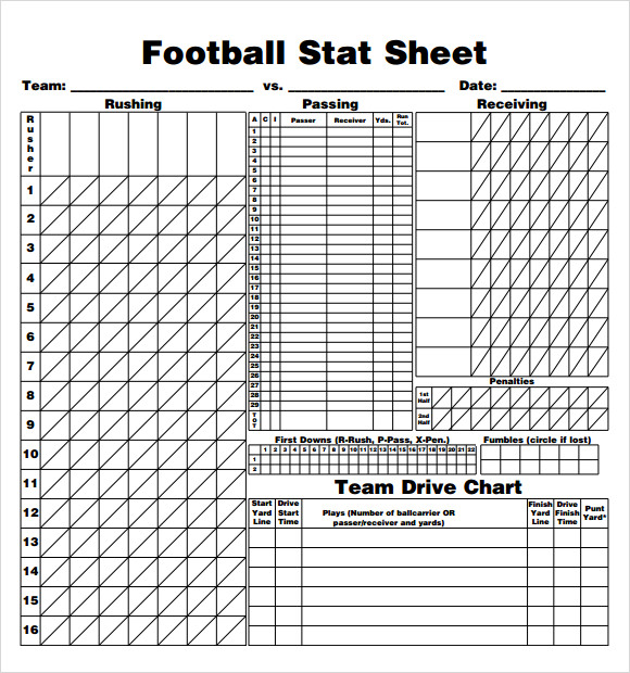 Football Stats Sheet Excel Template