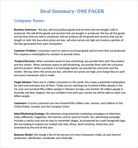 Contract Summary Template 7  Download Free Documents in PDF Sample