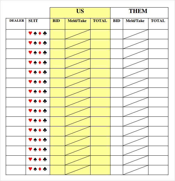 printable pinochle meld cheat sheet