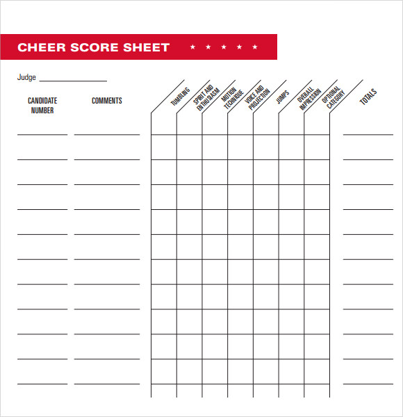 Sample Cheerleading Tryout Score Sheet 4+ Free Documents in PDF
