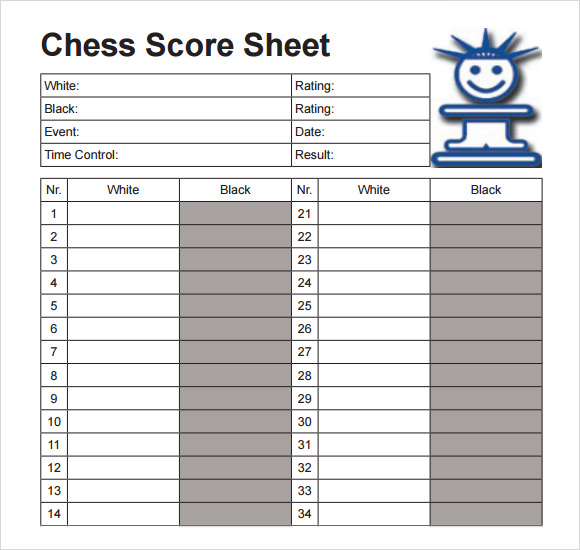 Chess Score Sheet 7 Download Documents In PDF Sample Templates