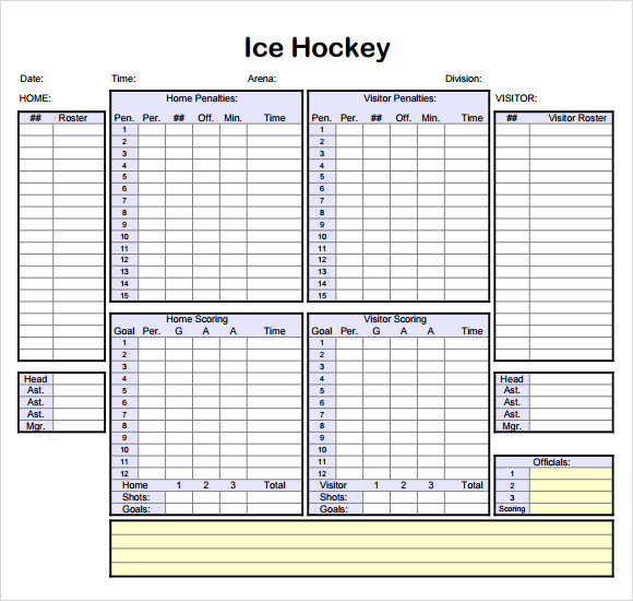 Hockey Score Sheet 7 Download Documents in PDF Sample Templates