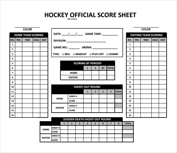 Hockey Score Sheet Template Eazygget