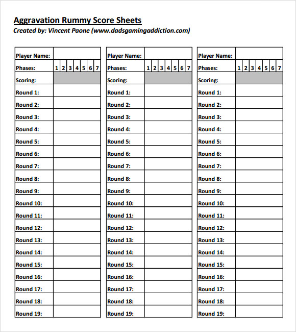 Canasta Score Sheet - 7 Download Documents in PDF | Sample Templates