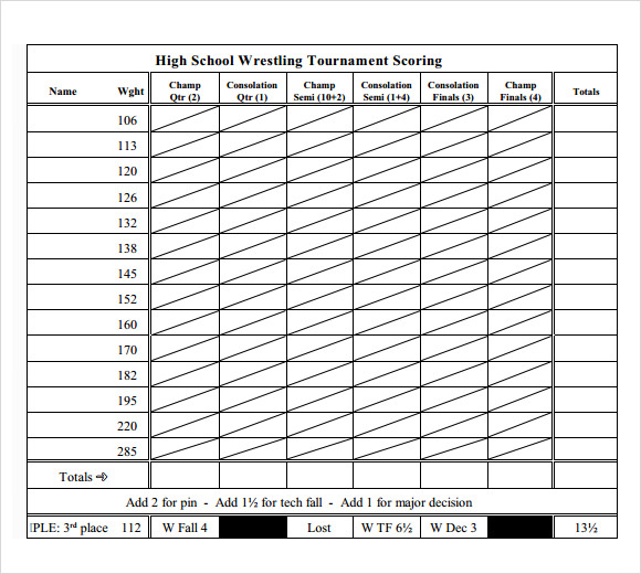 Wrestling Score Sheet 7 Downloa Documents In PDF