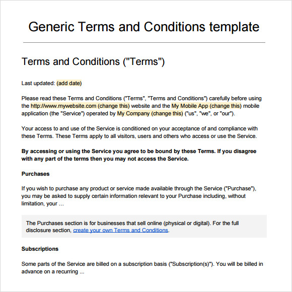 Sample Terms And Conditions 9 Download Free Documents In PDF Word