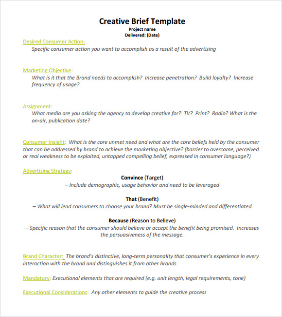 Advertising Creative Brief Template