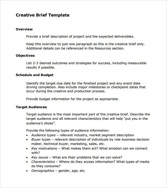 Sample Creative Brief Template 9+ Free Documents in PDF, Word