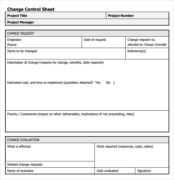 Project Change Request Form Template