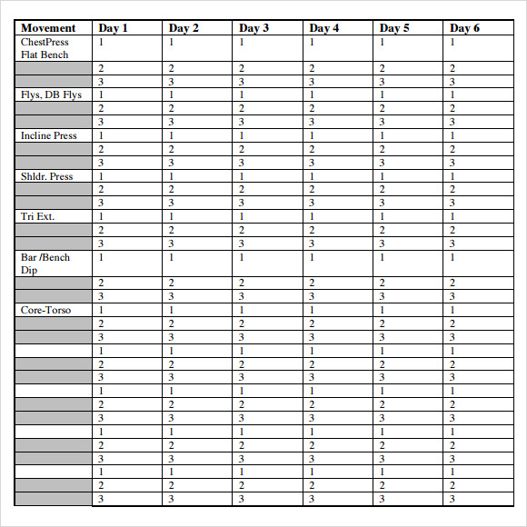 Workout Chart - 9+ Download Free Documents in PDF