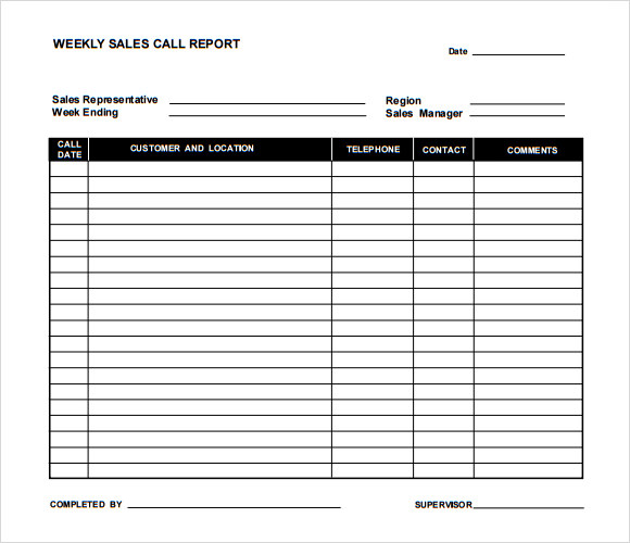 Daily Call Activity Report Template