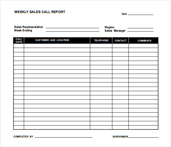 Free Daily Sales Call Report Template In Excel