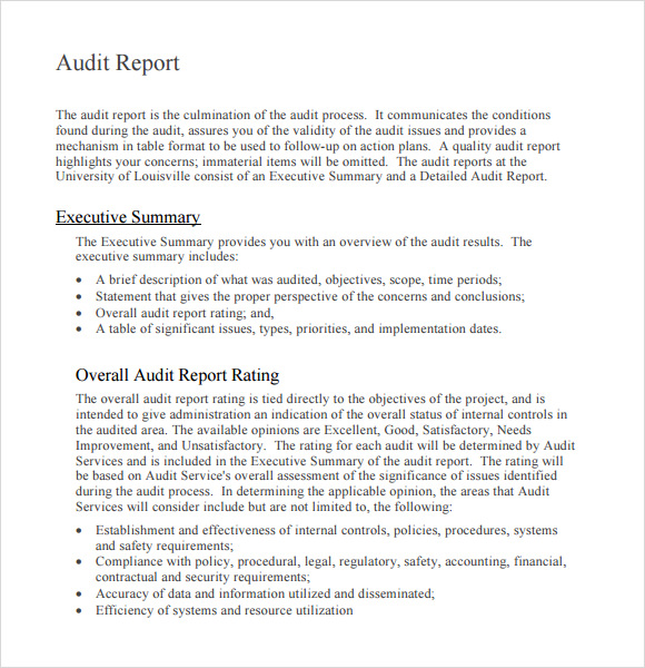 Sample Audit Report 6+ Documents in PDF