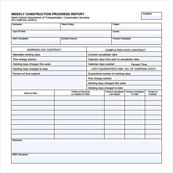 Sample Weekly Progress Report Template 8 Free Documents In Pdf Word