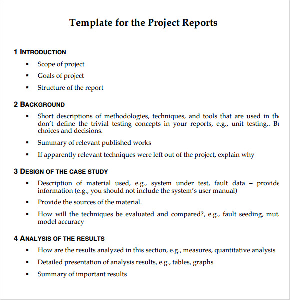 Sample Project Report Template 6+ Documents in PDF