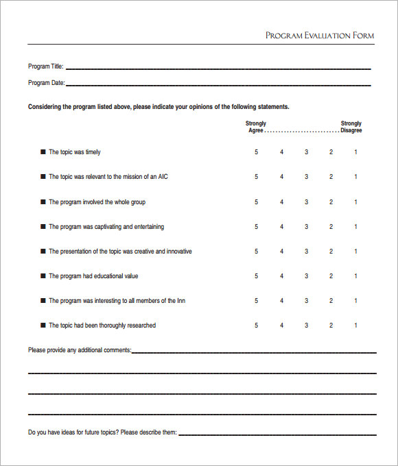 Template for program evaluation report