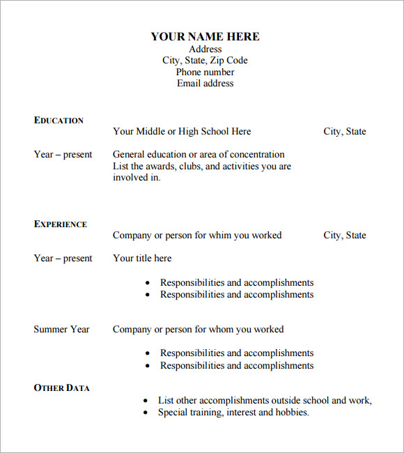 Free Sample Blank Cv Templates In Pdf Ms Word