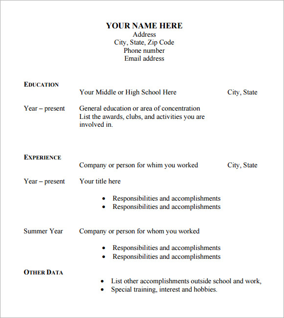 Blank CV Template 7 Download Documents In PDF Word Sample Templates