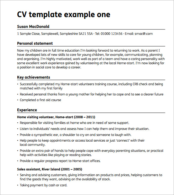 sample blank cv template