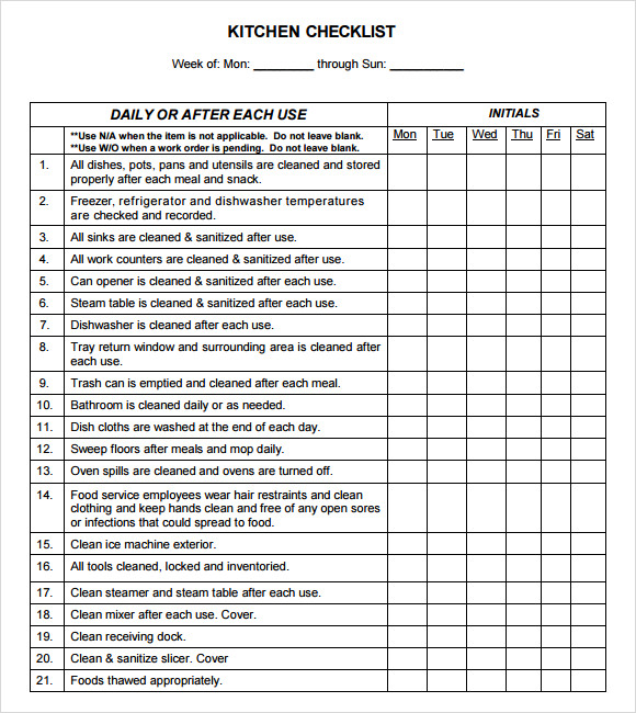 Example Of Weekly Cleaning Schedule