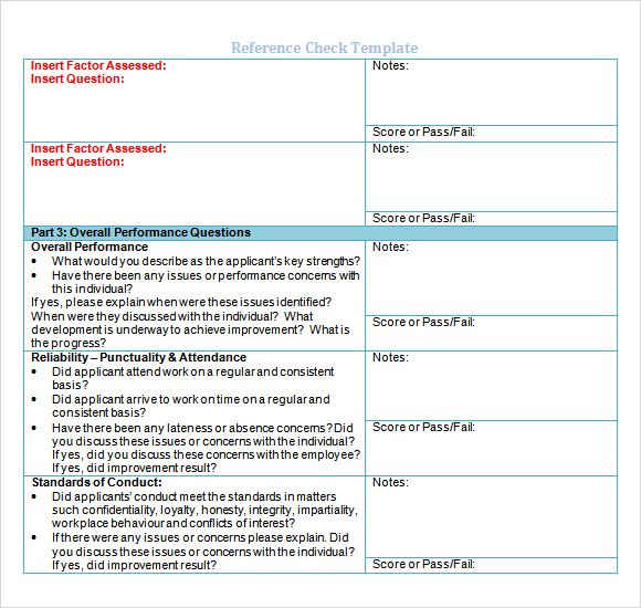 Sample Reference Check Template 14 Free Documents In PDF Word Excel