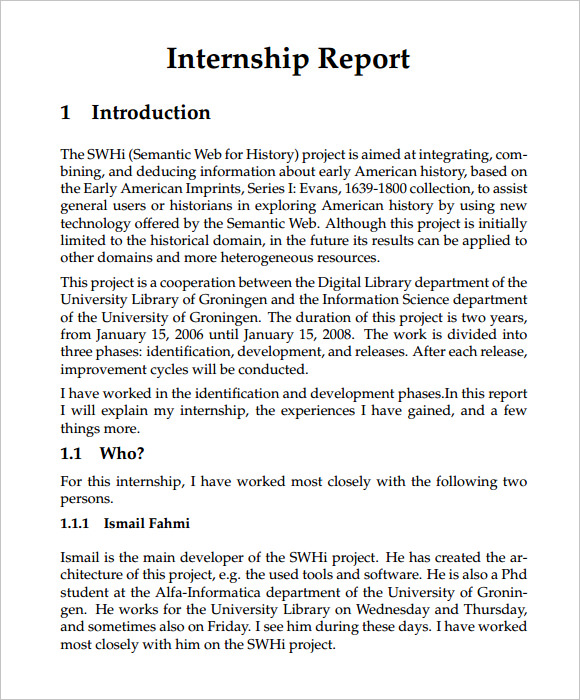 Sample Internship Report Sample 7 Free Documents In PDF WORD