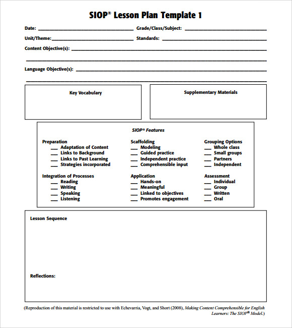 8+ SIOP Lesson Plan Templates Download Free Documents in PDF , Word