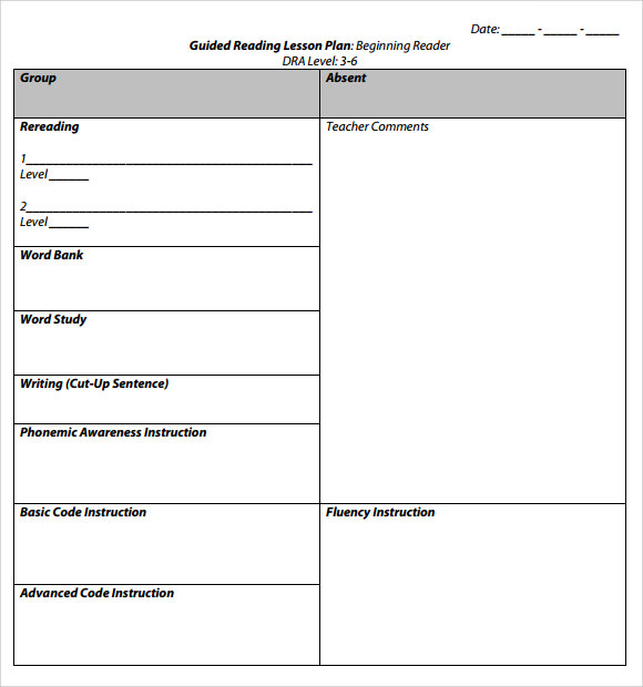 Guided Reading Lesson Plan Template 8 Download Free Documents In PDF 