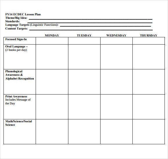 Sample Printable Lesson Plan Template - 8+ Free Documents in PDF , Word