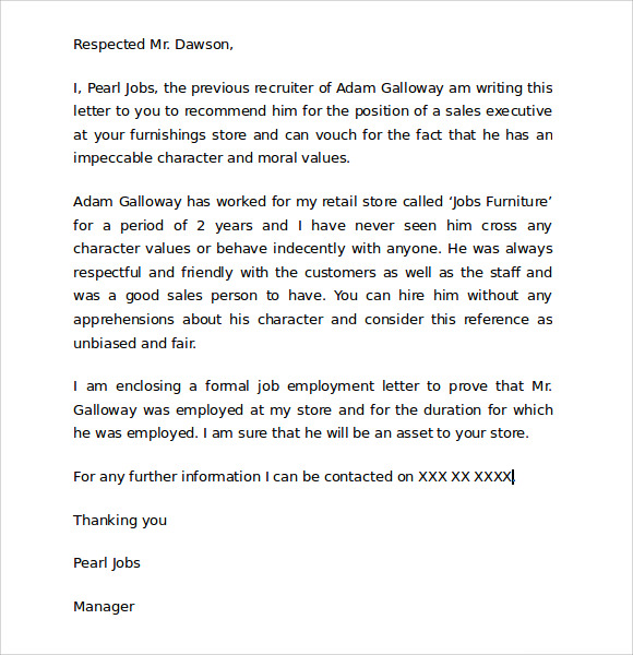 Character Reference Letter Template