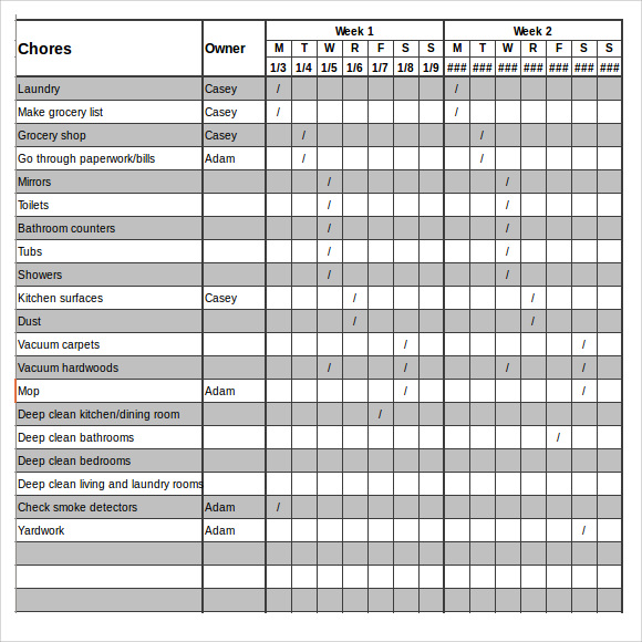 Microsoft Template Excel Schedule Chart