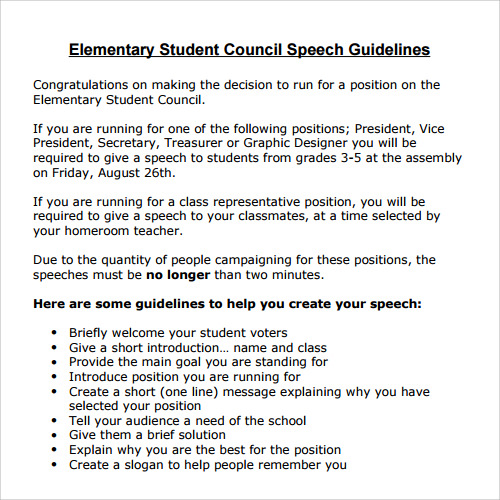 How to write a speech for student council treasurer