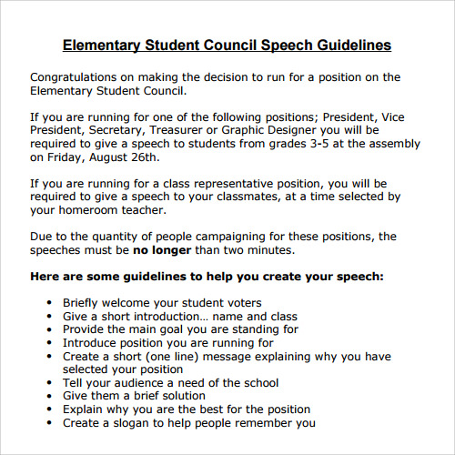  How To Write A Student Council Speech For Elementary School Student 