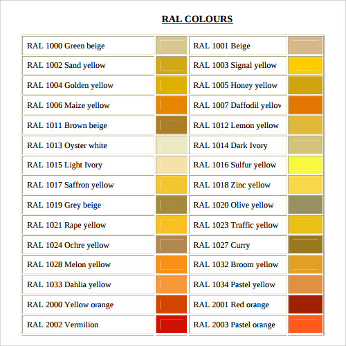 Free Sample Color Chart Templates In Pdf Ms Word