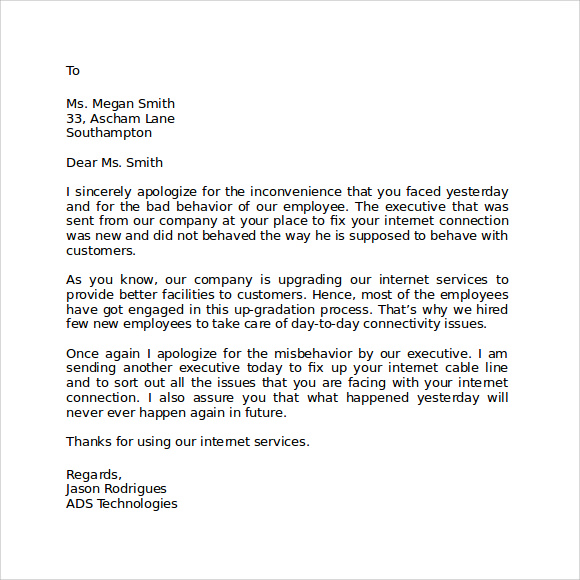 Formal Apology Letter 7 Download Free Documents In PDF Word