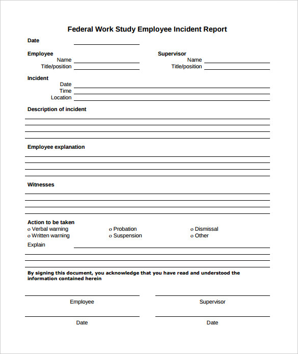 How To Write An Incident Report For Work Sample Pdf Template