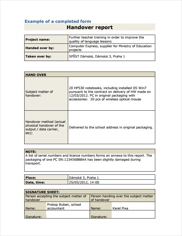 FREE Sample Handover Reports In PDF MS Word Google Docs Pages