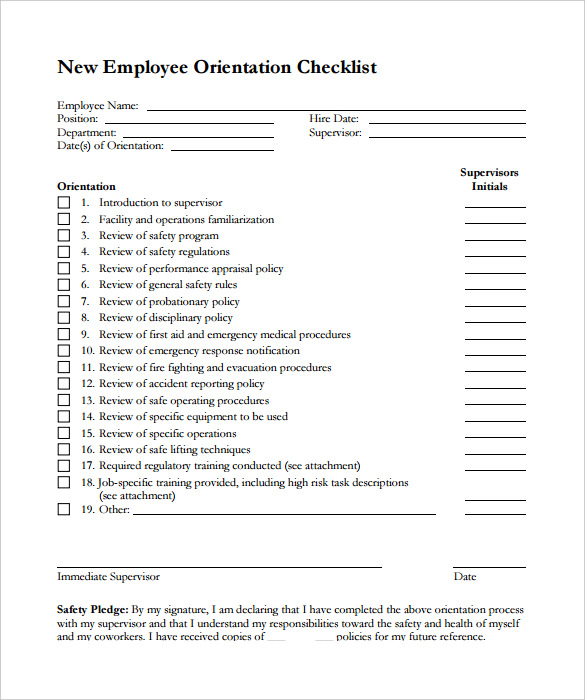 Printable New Employee Checklist Template 738 Hot Sex Picture 7936