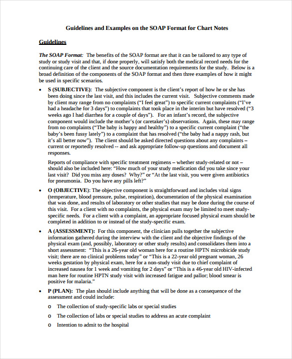 Subjective Objective Assessment Planning Note Examples 9 Download