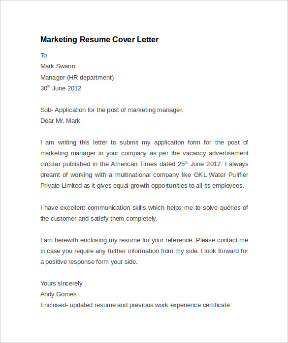 resume cover letter example 8 download documents in pdf