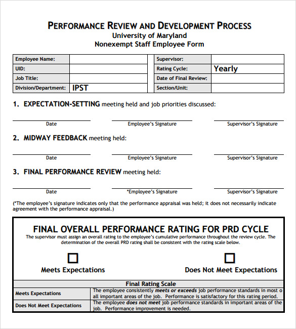 Nonprofit Employee Performance Review Template 736 The BestWebsite