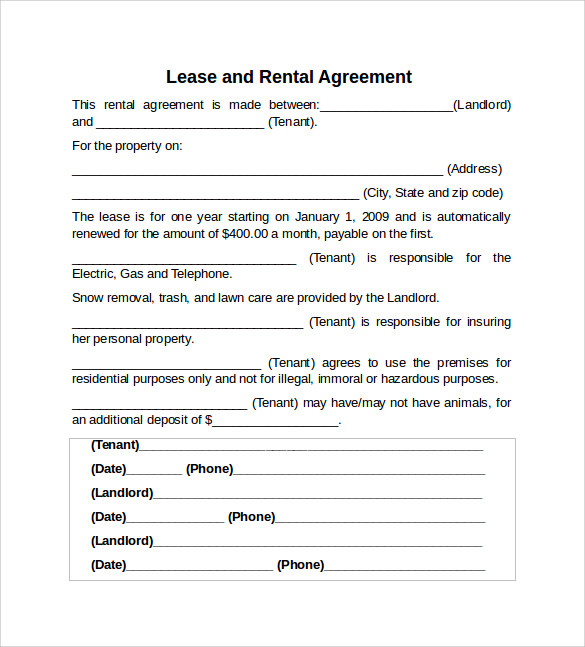 FREE Sample Rental Lease Agreement Templates In PDF MS Word Google Docs Pages