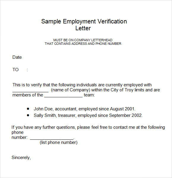 Employment Verification Letter Sample Free Printable Documents Sexiz Pix 9566