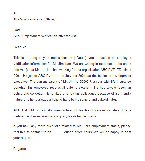 employee verification letter format in word