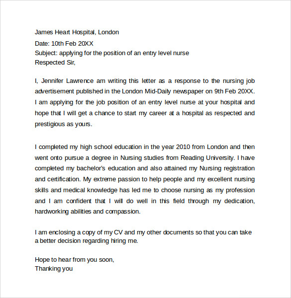New graduate nurse cover letter examples